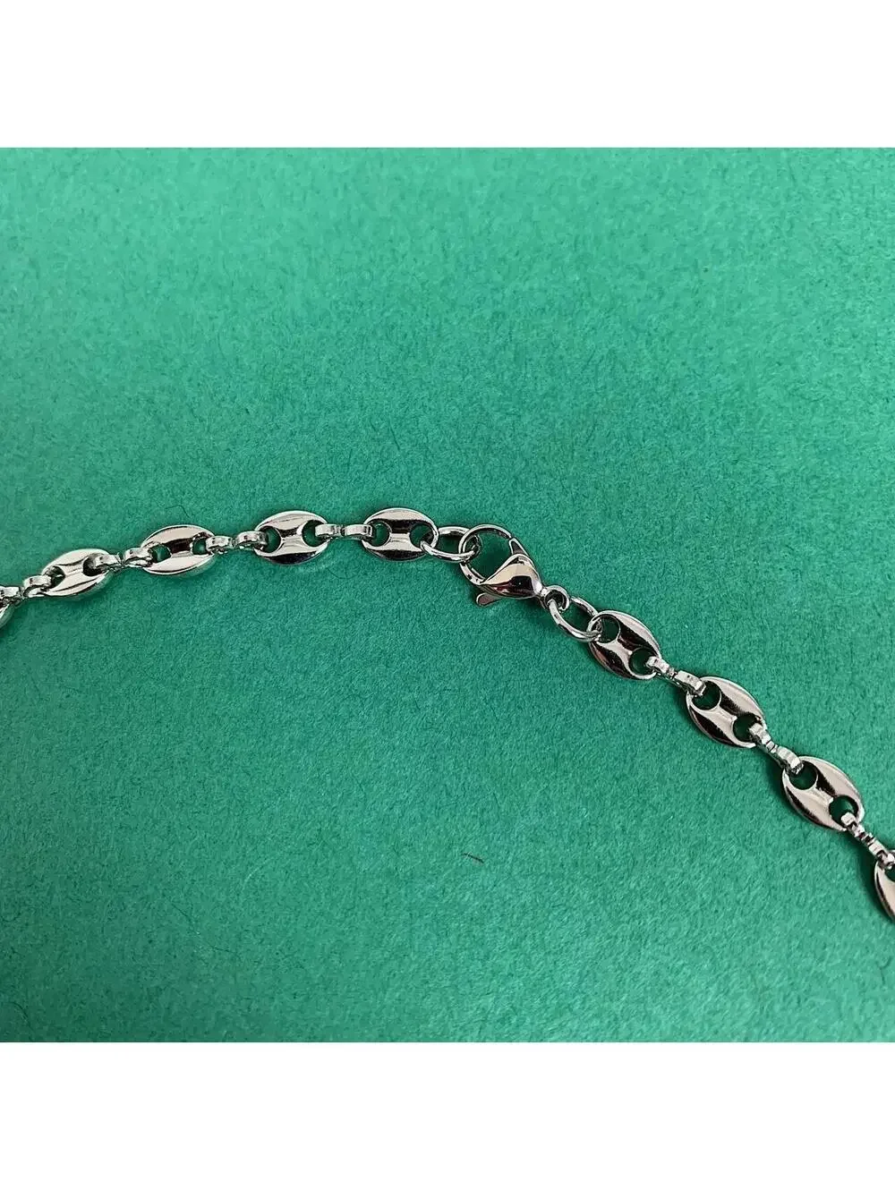 Y2k Cyber Vintage 2000s style Coffee Bean Stainless Steel Silver Necklace. High